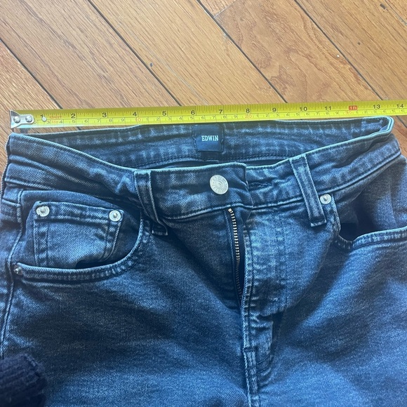 ANTHROPOLOGIE Flare BELL BOTTOMS Jeans Black Denim Boho bootcut y2k Sz 26 Edwin - Picture 10 of 10